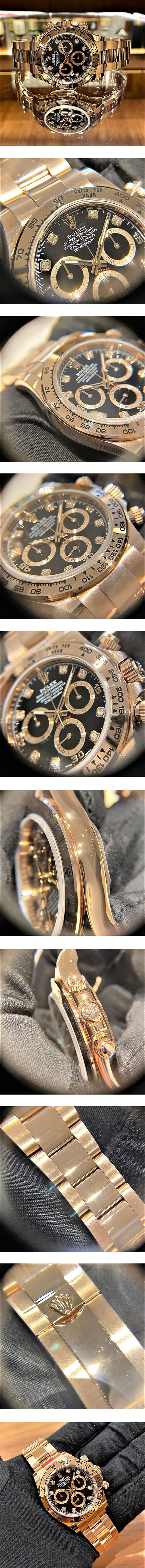 高級感のあるプレゼント レプリカ時計ROLEX コスモグラフ デイトナコピー 116505 エバーローズゴールド 7750搭載 自動巻き バケットダイヤ